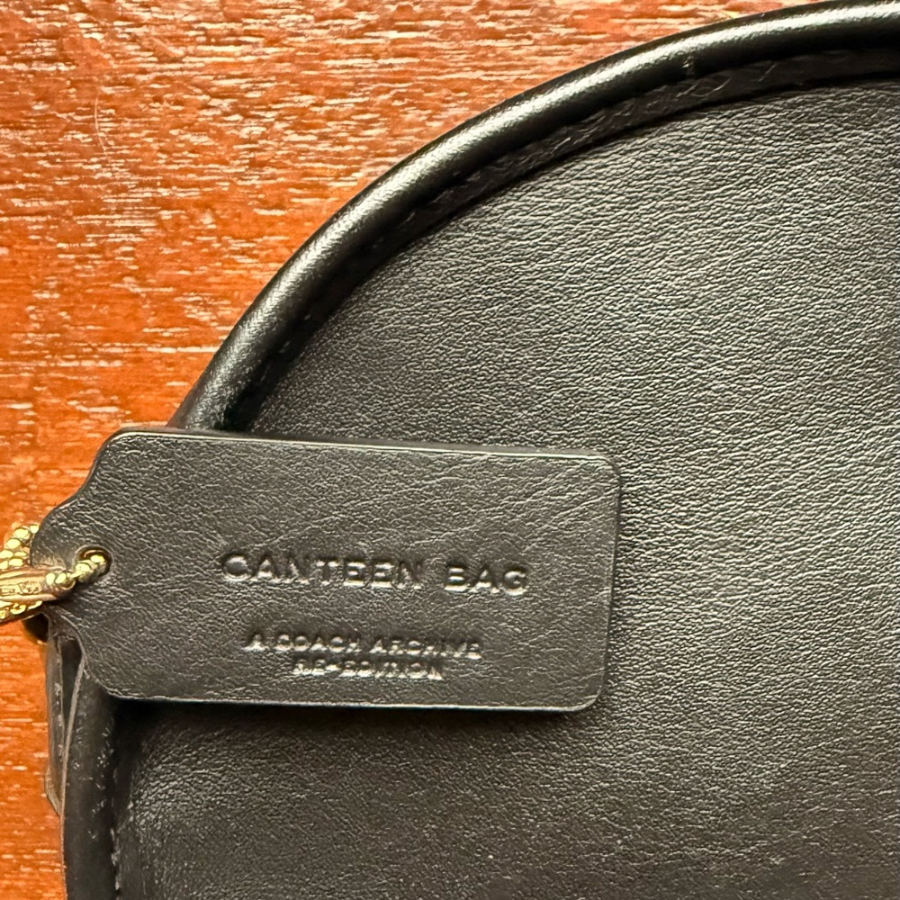 Coach Black Round Leather Crossbody Bag with Gold Hardware - Picture 2 of 5